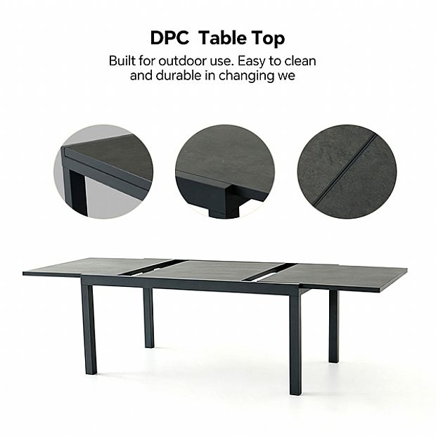 Mesa de Comedor Extensible de Aluminio para Patio con Tablero de DPC al por Mayor - 11D07H
