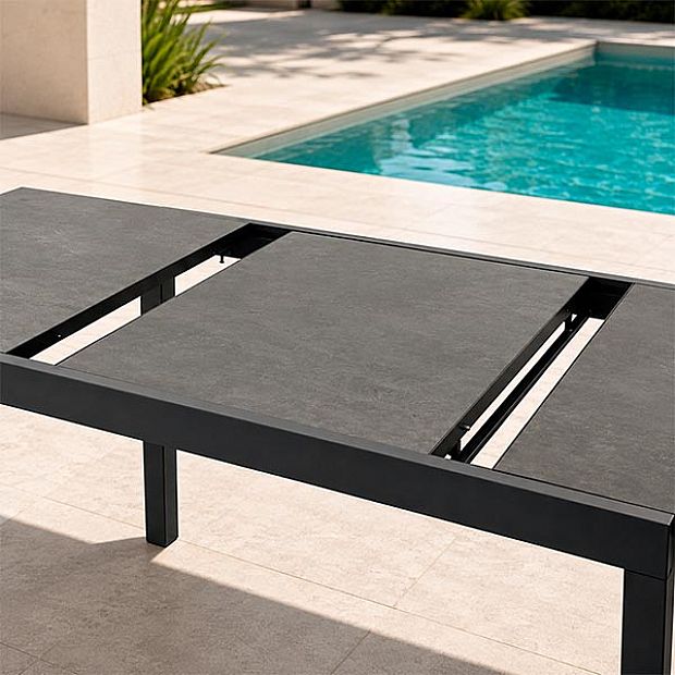 Mesa de Comedor Extensible de Aluminio para Patio con Tablero de DPC al por Mayor - 11D07H