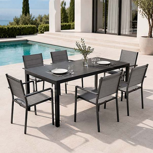 Mesa de Comedor Extensible de Aluminio para Patio con Tablero de DPC al por Mayor - 11D07H