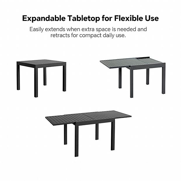 HF Patios Mesa de Comedor Exterior de Aluminio Extensible al por Mayor para Muebles de Patio y Jardín - 11D08A