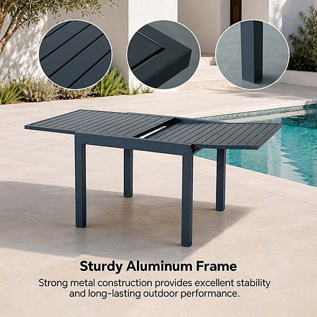 HF Patios Mesa de Comedor Exterior de Aluminio Extensible al por Mayor para Muebles de Patio y Jardín - 11D08A