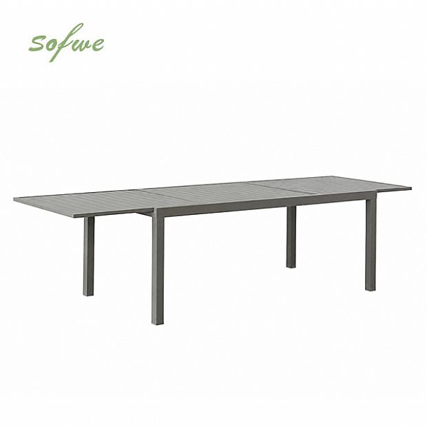 Mesa de Comedor de Aluminio Extensible con Tablero de Listones para Patio al por Mayor - 11D08B