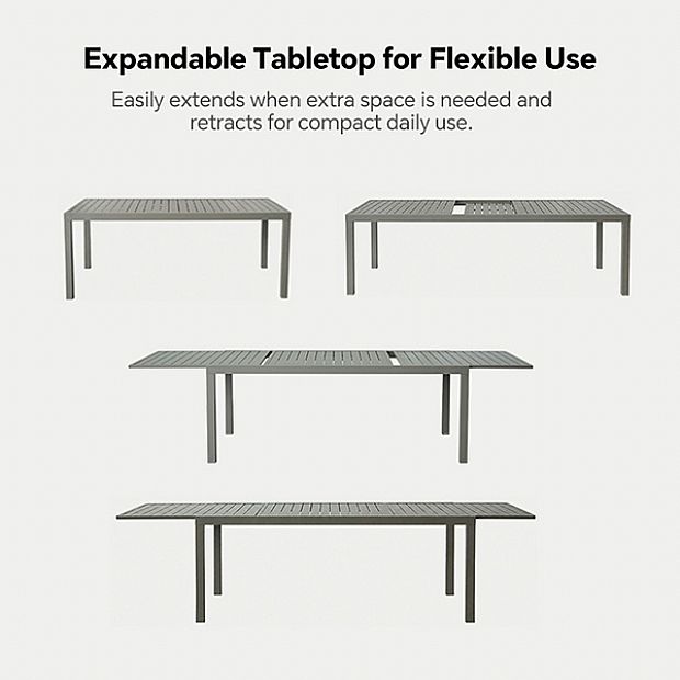 Mesa de Comedor de Aluminio Extensible con Tablero de Listones para Patio al por Mayor - 11D08B
