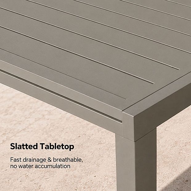 Mesa de Comedor de Aluminio Extensible con Tablero de Listones para Patio al por Mayor - 11D08B