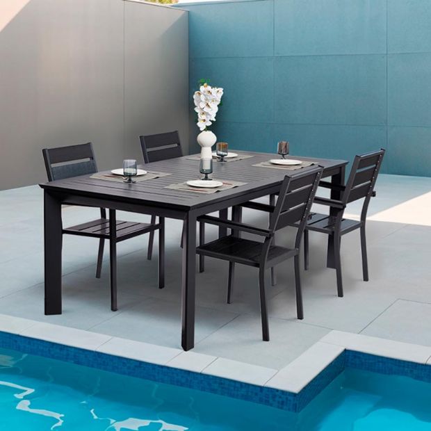 Mesa de comedor extensible plegable de aluminio con forma de mariposa - 11D08M
