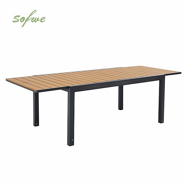 Mesa de Comedor Extensible de WPC para Patio con Estructura de Aluminio con Recubrimiento en Polvo al por Mayor - 11D10J