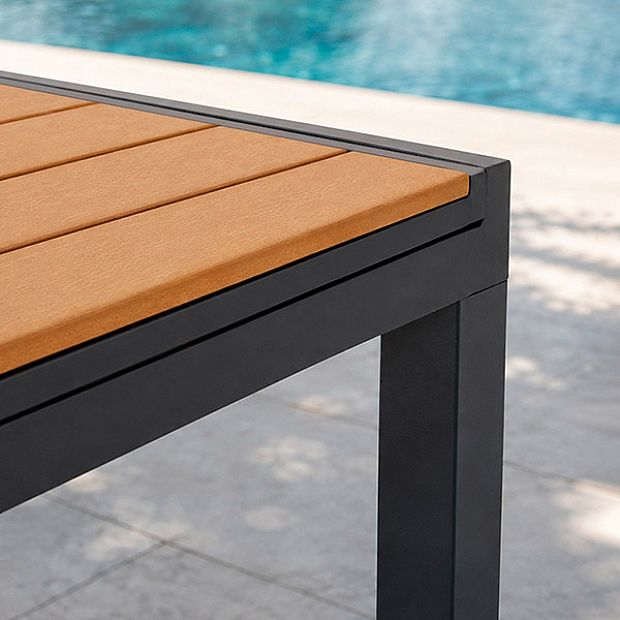Mesa de Comedor Extensible de WPC para Patio con Estructura de Aluminio con Recubrimiento en Polvo al por Mayor - 11D10J