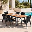 Mesa de Comedor Extensible de WPC para Patio con Estructura de Aluminio con Recubrimiento en Polvo al por Mayor - 11D10J