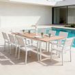 Mesa de comedor extensible para exterior con alas de aluminio tipo mariposa - 11D15K