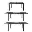 Mesa de comedor extensible de aluminio con alas de mariposa y orificio para sombrilla, ideal para el jardín - 11D26B