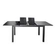 Mesa de comedor extensible de aluminio con alas de mariposa y orificio para sombrilla, ideal para el jardín - 11D26B