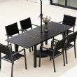 Mesa de comedor extensible de aluminio con alas de mariposa y orificio para sombrilla, ideal para el jardín - 11D26B
