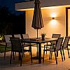 Mesa de comedor extensible de aluminio con alas de mariposa y orificio para sombrilla, ideal para el jardín - 11D26B