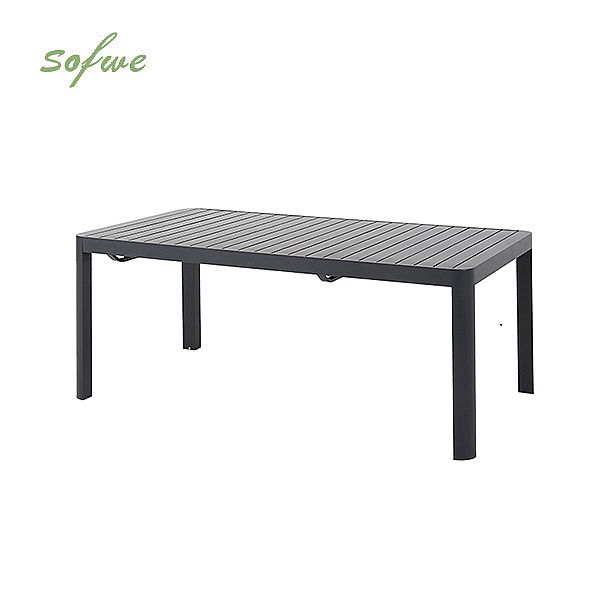 Mesa de comedor extensible de aluminio para exteriores, con tablero de listones, rectangular, para patio y jardín (venta al por mayor) - 11D26C