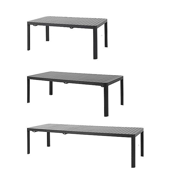 Mesa de comedor extensible de aluminio para exteriores, con tablero de listones, rectangular, para patio y jardín (venta al por mayor) - 11D26C