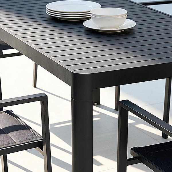 Mesa de comedor extensible de aluminio para exteriores, con tablero de listones, rectangular, para patio y jardín (venta al por mayor) - 11D26C