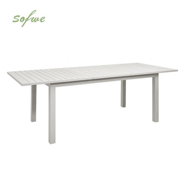Mesa de comedor extensible de aluminio blanco para 6-8 personas - 11D26D