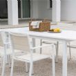 Mesa de comedor extensible de aluminio blanco para 6-8 personas - 11D26D