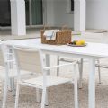 Mesa de comedor extensible de aluminio blanco para 6-8 personas - 11D26D