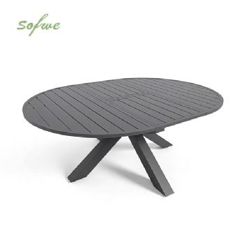 HF Patios Mesa Redonda Extensible de Aluminio para Exterior...