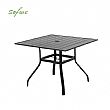 HF Patios Mesa Cuadrada de Comedor para Exterior de Hierro con Orificio para Sombrilla y Tablero de Listones | Venta al por Mayor - 11C12N