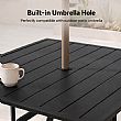 HF Patios Mesa Cuadrada de Comedor para Exterior de Hierro con Orificio para Sombrilla y Tablero de Listones | Venta al por Mayor - 11C12N