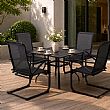 HF Patios Mesa Cuadrada de Comedor para Exterior de Hierro con Orificio para Sombrilla y Tablero de Listones | Venta al por Mayor - 11C12N