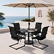 HF Patios Mesa Cuadrada de Comedor para Exterior de Hierro con Orificio para Sombrilla y Tablero de Listones | Venta al por Mayor - 11C12N