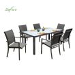 Juego de comedor de exterior de aluminio gris de 7 piezas - 11D01A