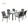 Juego de comedor de exterior de aluminio gris de 7 piezas - 11D01A