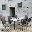 Juego de comedor de exterior de aluminio gris de 7 piezas - 11D01A