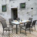 Juego de comedor de exterior de aluminio gris de 7 piezas - 11D01A