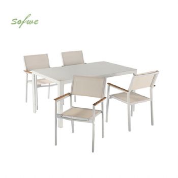 Juego de mesa y sillas de exterior de textileno de 5 piezas