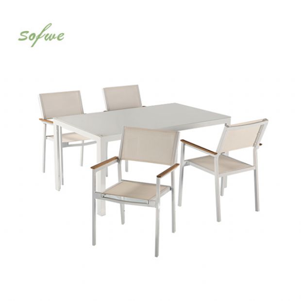 Juego de mesa y sillas de exterior de textileno de 5 piezas - 11D01C