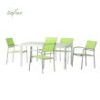 Juego de comedor de exterior de aluminio verde de 6 piezas - 11D01D