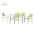 Juego de comedor de exterior de aluminio verde de 6 piezas - 11D01D