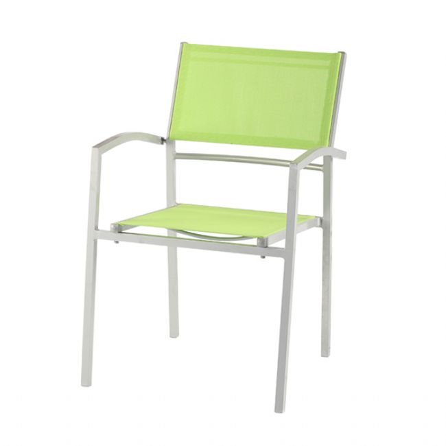 Juego de comedor de exterior de aluminio verde de 6 piezas - 11D01D