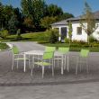 Juego de comedor de exterior de aluminio verde de 6 piezas - 11D01D