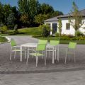 Juego de comedor de exterior de aluminio verde de 6 piezas - 11D01D