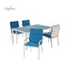 Juego de comedor exterior de aluminio azul de 6 piezas - 11D01E
