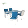 Juego de comedor exterior de aluminio azul de 6 piezas - 11D01E