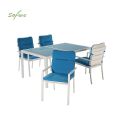 Juego de comedor exterior de aluminio azul de 6 piezas - 11D01E