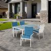 Juego de comedor exterior de aluminio azul de 6 piezas - 11D01E