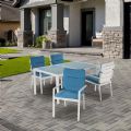 Juego de comedor exterior de aluminio azul de 6 piezas - 11D01E