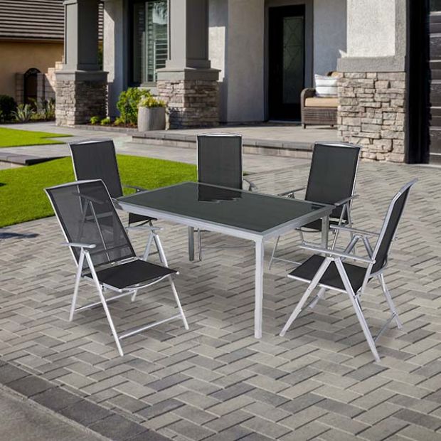 Mesa y sillas de comedor de jardín de aluminio para todo tipo de clima - 11D01F