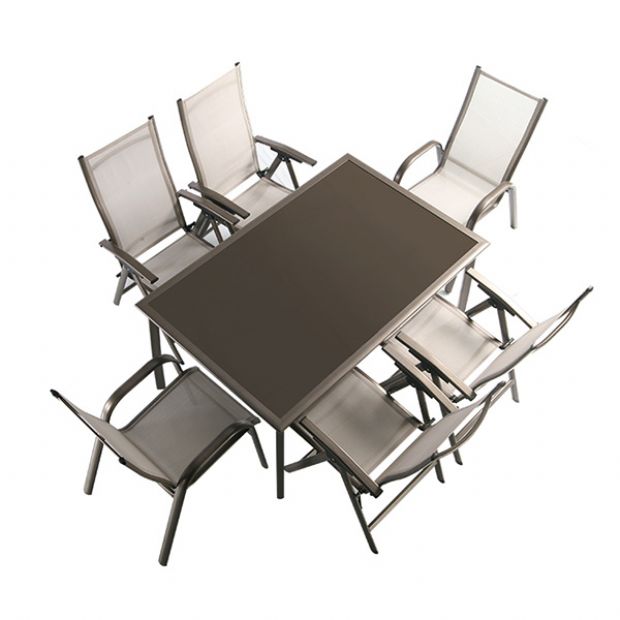 Juego de mesa y sillas de comedor de jardín de 7 piezas de textilene - 11D01H