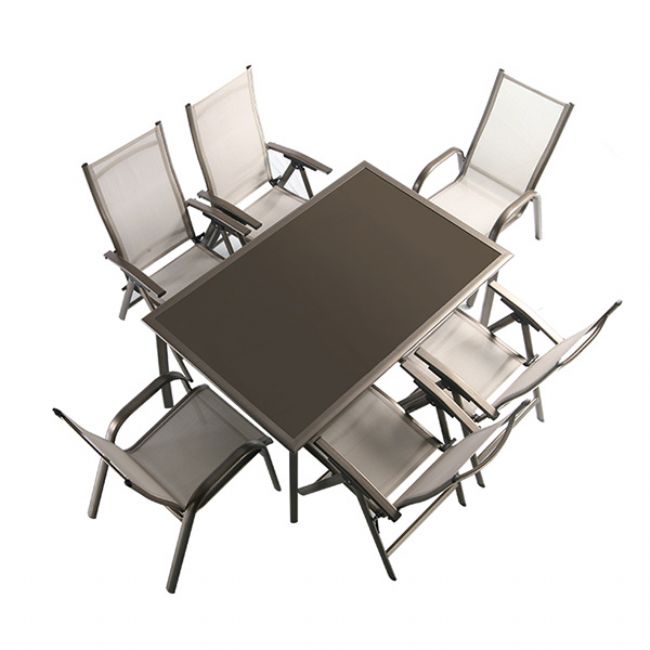 Juego de mesa y sillas de comedor de jardín de 7 piezas de textilene - 11D01H