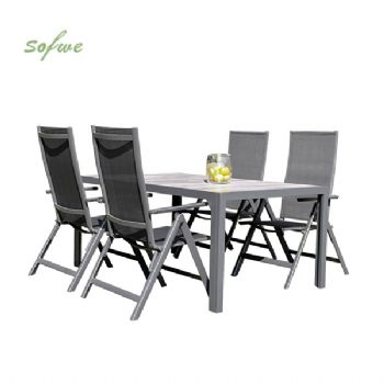 Juego de 5 muebles de comedor de jardín de aluminio