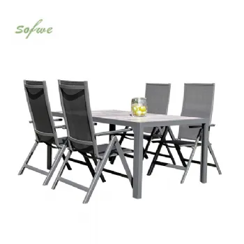 Juego de 5 muebles de comedor de jardín de aluminio