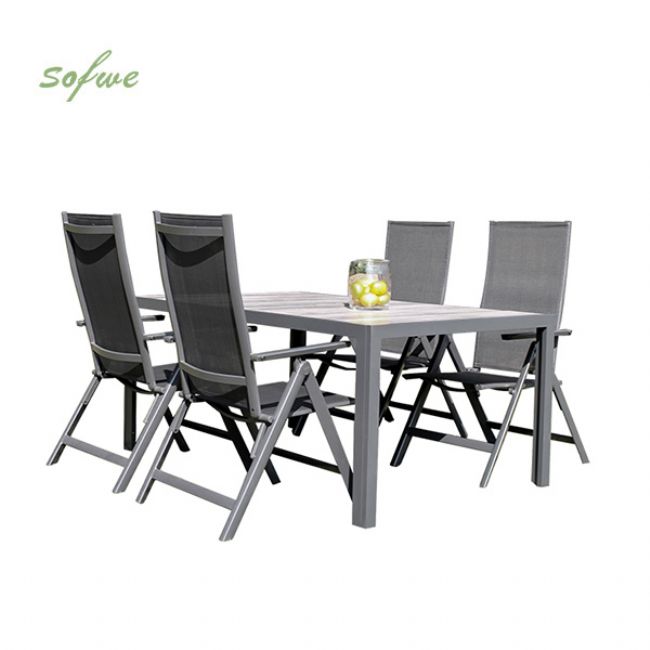 Juego de 5 muebles de comedor de jardín de aluminio - 11D01L